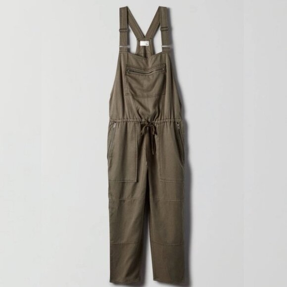 Aritzia Wilfred Free Green Lyocell Valletta Overalls Size XXS Jumpsuit Playsuit - Picture 3 of 12
